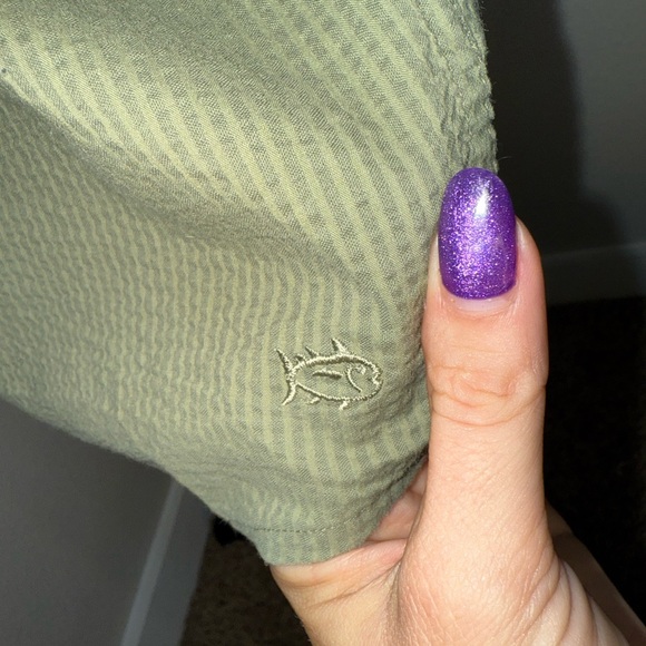 Southern Tide Popover‎ Seersucker Button Up Green T-Shirt Dress- Size Medium - Picture 9 of 12